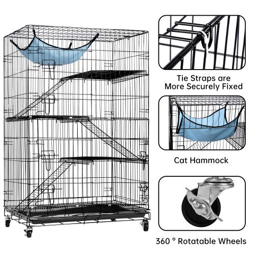 4-Tier Indoor Cat Cage Playpen – 48" Metal Pet Kennel Enclosure | AMPC1285