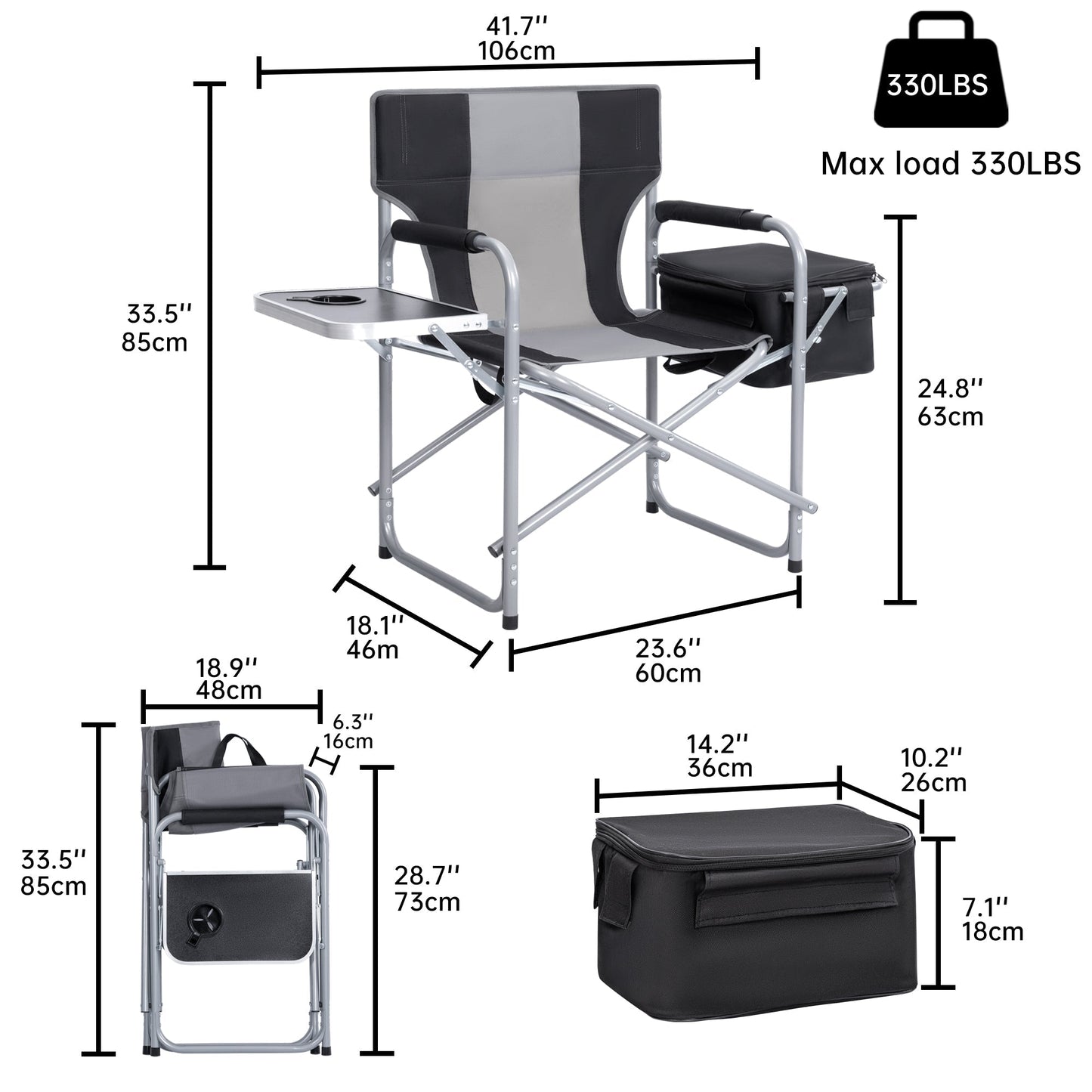 New Heavy-Duty Folding Director’s Chair – 350 lbs Capacity, Camping & Outdoor Use AMDCC95