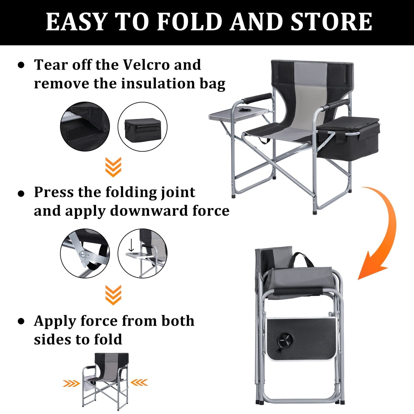 New Heavy-Duty Folding Director’s Chair – 350 lbs Capacity, Camping & Outdoor Use AMDCC95