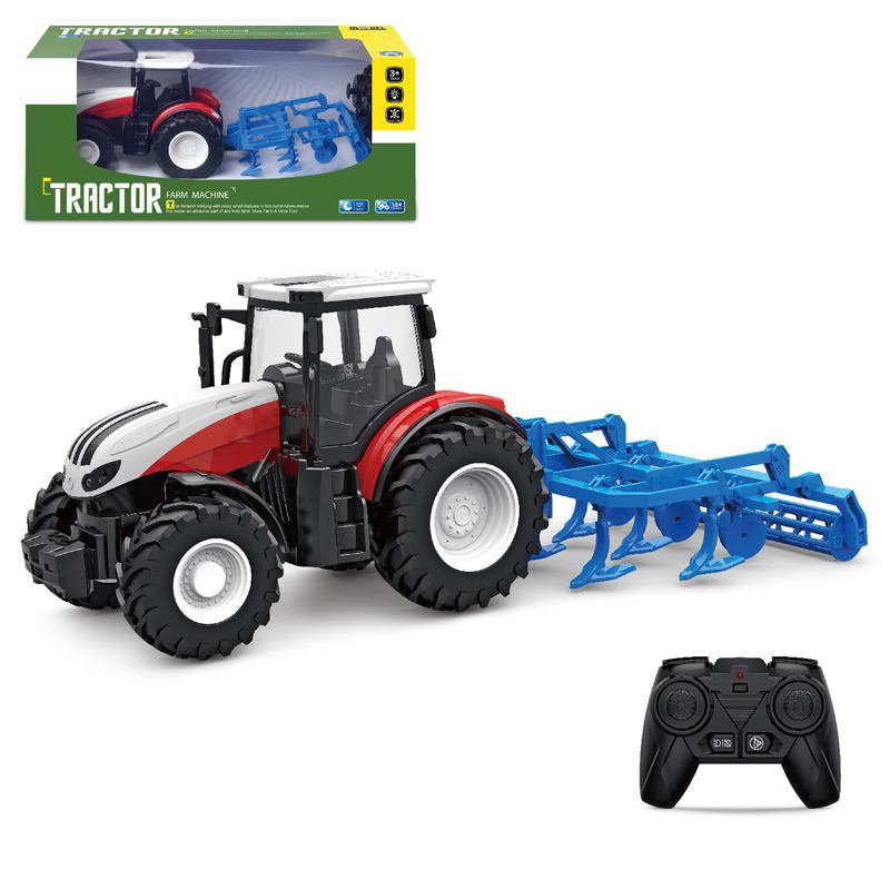 NEW Kids RC Farm Car Tractors Trailer Truck Toy – 2.4G “Follow Me” Remote Control Tractor with Plow YKN0169A