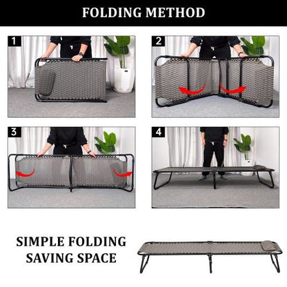 Adjustable Folding Patio Chaise Lounge Chair – Black Outdoor Recliner | SKU: AMLB131B